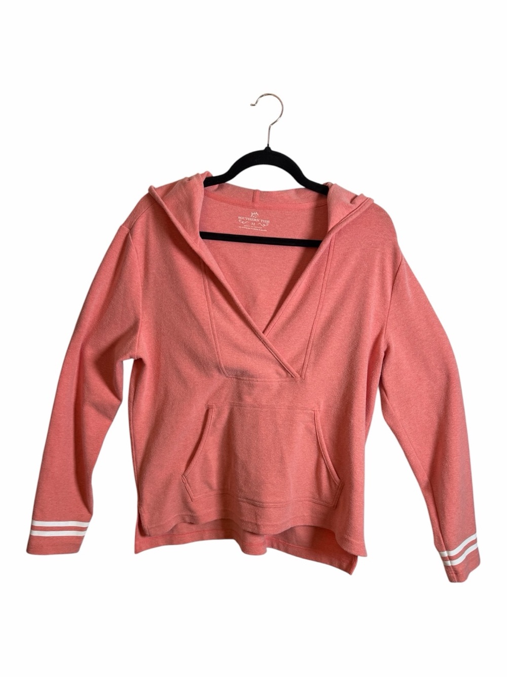 Southern Tide Pink Pullover Hoodie Sweatshirt Women’s Size M V-Neck Long Sleeve
